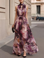 Rosalie | Watercolor Chiffon Maxi Dress