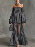 Vera | Sheer Off-Shoulder Maxi Dress