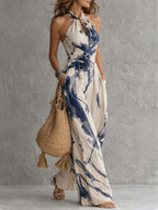Mila | Printed Halter Wide-Leg Set