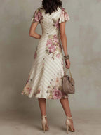 Elena | Floral Wrap Midi Dress