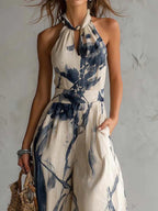 Mila | Printed Halter Wide-Leg Set