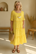 Iris | Sable Short-Sleeve Midi Dress