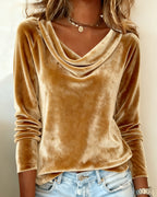 Margaret | Luxurious Velvet Drape-Neck Top