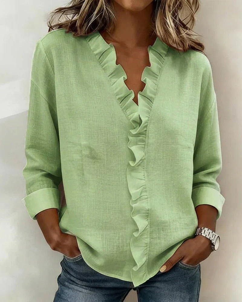 Indie | Blouse with Ruffles and Long Sleeves