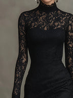 Julia | Black Lace Maxi Dress