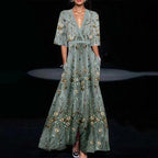 Hazel | Belted V-Neck Floral Maxi Dress