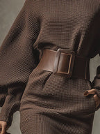 CLÉA | Short Knit Dress with Structured Belt