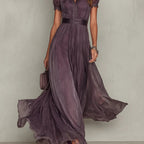 Julie | Chiffon Lace Trim Maxi Dress