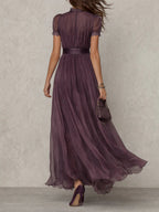 Julie | Chiffon Lace Trim Maxi Dress