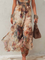 Elise | Soft Floral Halter Maxi Dress
