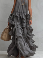 Selene | Layered Ruffle Halter Maxi