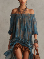 Indira | Off-Shoulder Boho Mini Dress