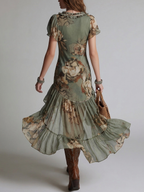 Elowen | Vintage Floral Ruffle Dress