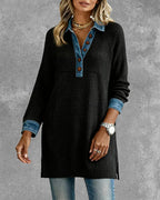 Top with Collar and Contrast Color Insert