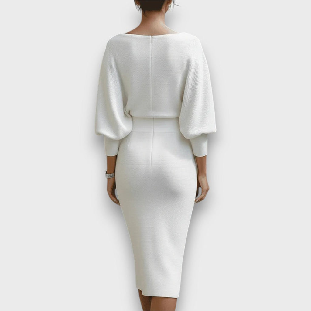 Lunaria – Draped Batwing Midi Dress