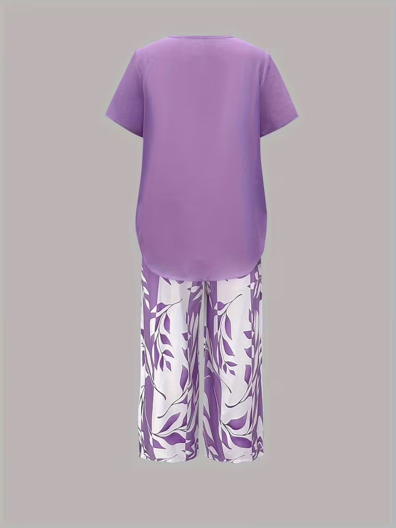 Vesra | Casual Leaf Print Two Piece Set