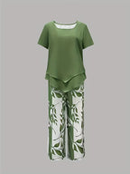 Vesra | Casual Leaf Print Two Piece Set
