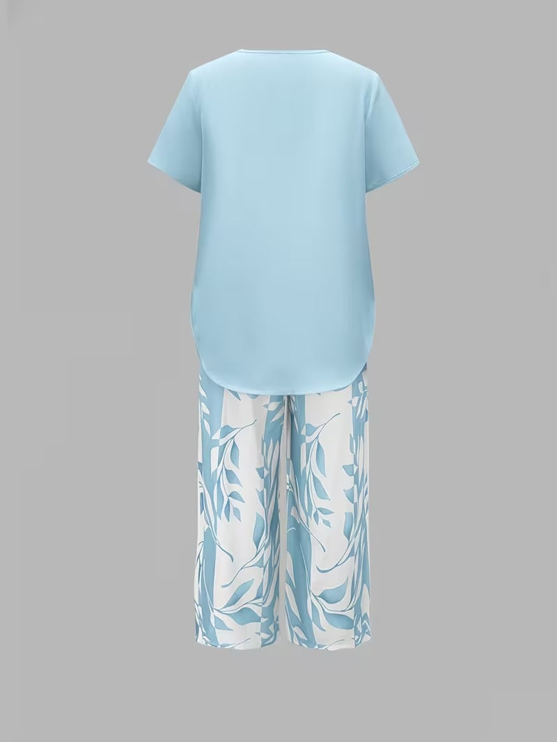 Vesra | Casual Leaf Print Two Piece Set