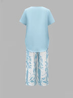 Vesra | Casual Leaf Print Two Piece Set