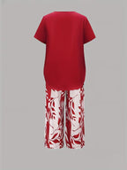 Vesra | Casual Leaf Print Two Piece Set