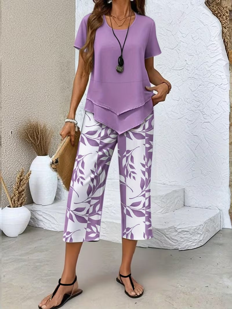 Vesra | Casual Leaf Print Two Piece Set