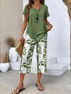 Vesra | Casual Leaf Print Two Piece Set