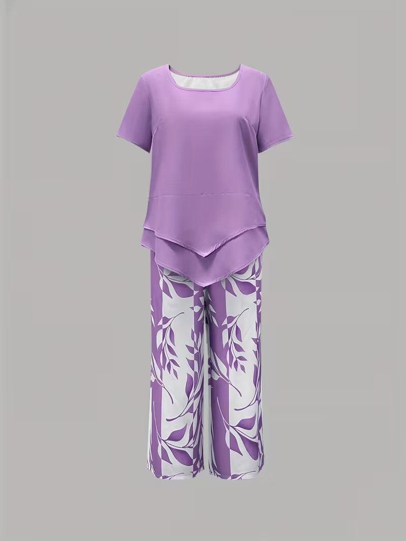 Vesra | Casual Leaf Print Two Piece Set
