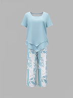 Vesra | Casual Leaf Print Two Piece Set