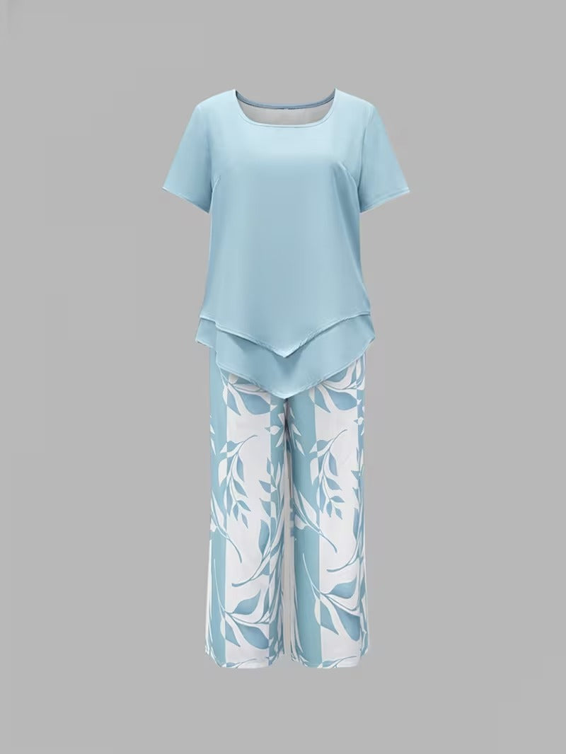 Vesra | Casual Leaf Print Two Piece Set