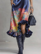 Celeste | Satin Printed Midi Dress