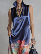 Celeste | Satin Printed Midi Dress