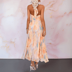 Esther | Halterneck Watercolor Print Dress